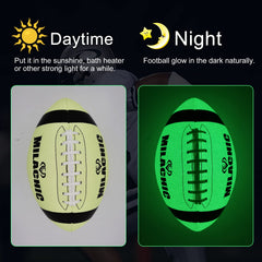 MILACHIC close-up of fluorescent composite leather texture highlighting grip and glow