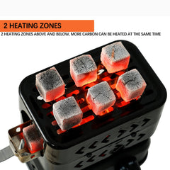 minkah burner in use with glowing coals demonstrating faster ignition and even burn benefit