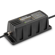 Minn Kota charger front view showing rugged housing and benefits of durable marine reliability