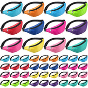 Mixweer front view of neon fanny pack bulk packaging showing bright colors and quantity