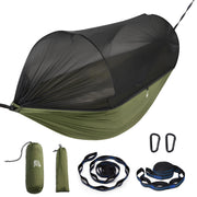 MIZTLI front view hammock with net showing tent-like shelter and insect protection