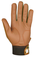 Mizuno MVP close-up sheepskin palm delivering soft tactile feel and improved bat grip