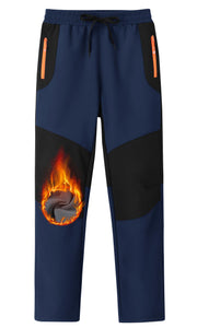 MoFiz front view of navy snow pants showing fit and protection