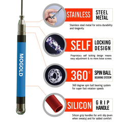 MOGOLD self-locking length adjustment mechanism for fast, tool-free setup