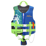 MoKo front view swim vest showing snug fit and bright colors for safety
