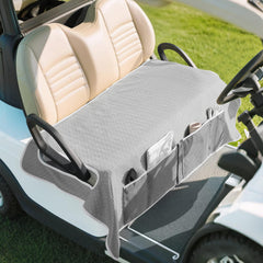 MoKo front view of gray seat cover showing full bench protection and style