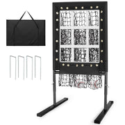 MONOJOY front view of pitching net showing nine target pockets and frame benefit