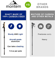 Montem poles extended to full length demonstrating adjustable 24 to 53 inch range benefit versatile fit