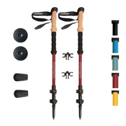 Montem front view of two Sequoia Red poles showing travel readiness and lightweight design