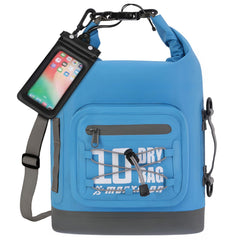 MORXPLOR front view roll-top dry bag showing sealed closure and brand