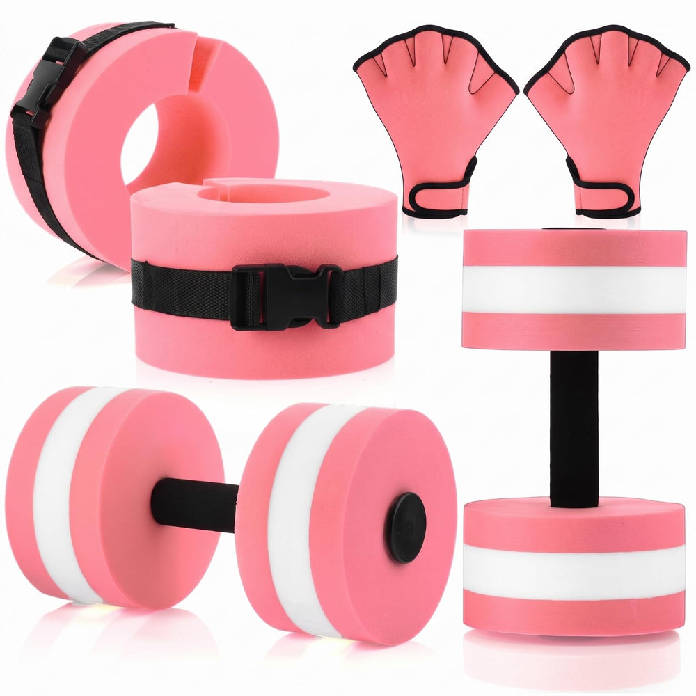Motionchic front packaging showing pink aquatic set, highlights complete workout kit benefit