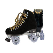 Moxi Panther front view showing black suede boot and clean silhouette for confidence