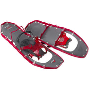 MSR Lightning Ascent front view showing raspberry color and tapered frame benefit: clear agility