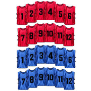 MTTYYD front view of red and blue pinnies pack showing clear team colors and benefit