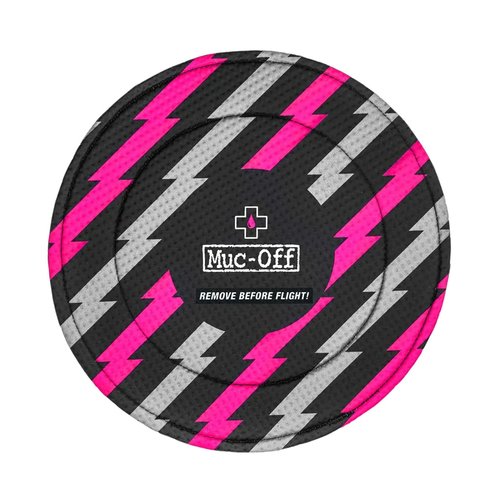 Muc-Off front view of disc brake covers showing pair and packaging for easy protection