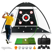 MUMPPRCE front view of full 10x7ft setup showing portability and practice readiness
