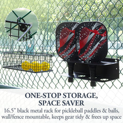 MyGift hanging on court fence for easy transport and outdoor use
