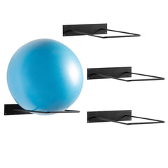 MyGift front view of four black wall-mounted racks showing organized balls benefit space saving