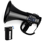 MyMealivos megaphone front view showing horn and grip, clear projection benefit