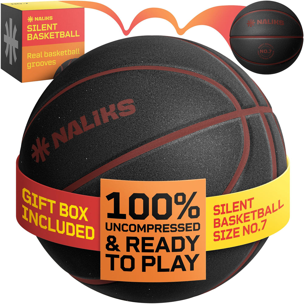 NALIKS front packaging showing ready-to-play foam basketball and gift box benefit