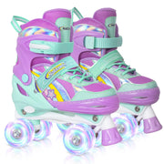Nattork front view rainbow skates showing color and secure fit benefit