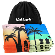 Nattork front view of eight regulation bags in tote showing complete set and portability