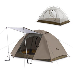 Naturehike front view of tent showing doors and rainfly, clear setup benefit