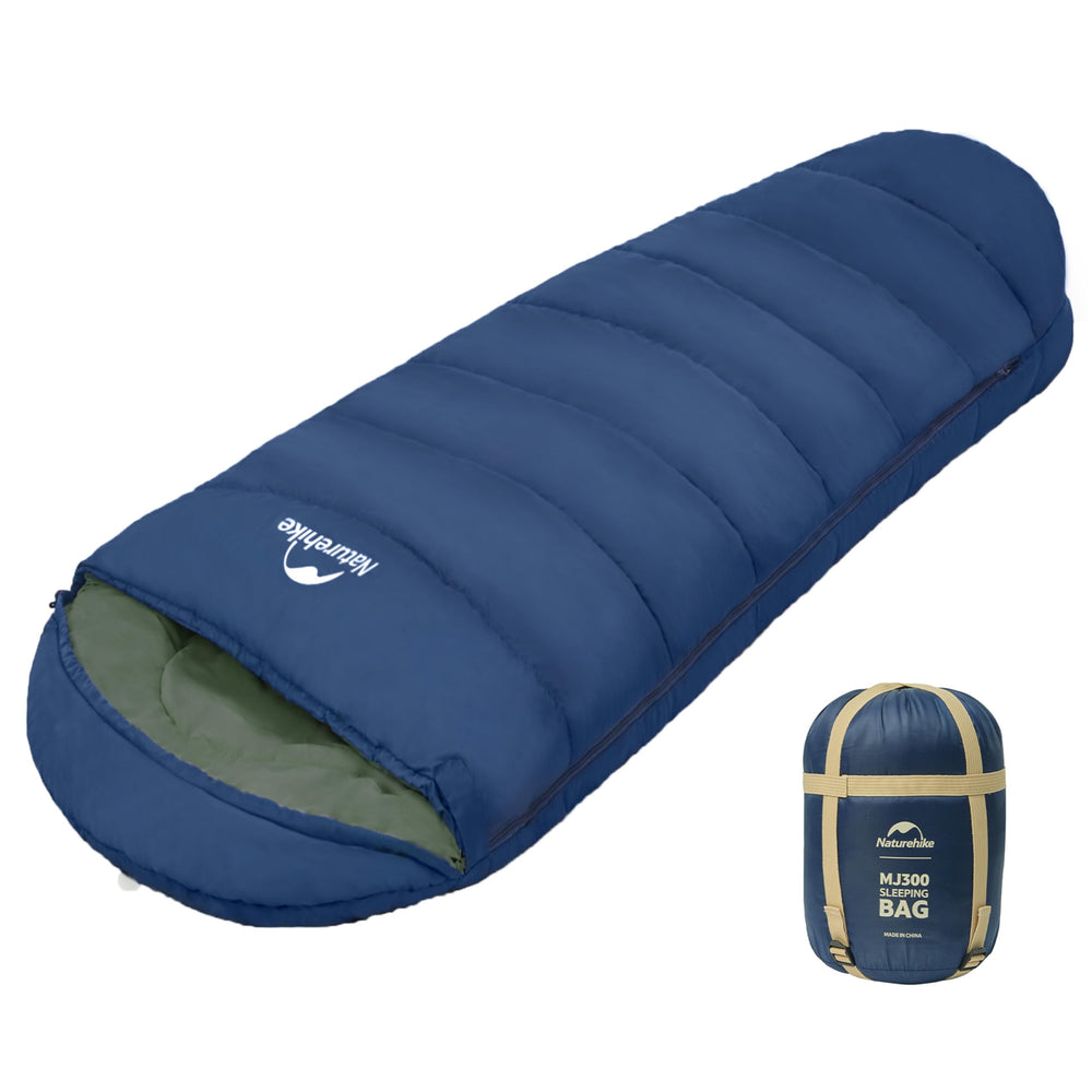 Naturehike front view of navy mummy bag showing sleek shape and warmth