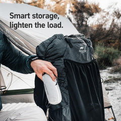 Naturehike packed size in hand illustrating ultralight portability