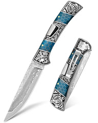NedFoss Smilodon front view open showing blade and pattern, clear craftsmanship benefit