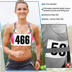 NELOMO bib applied on runner chest demonstrating secure hold during motion