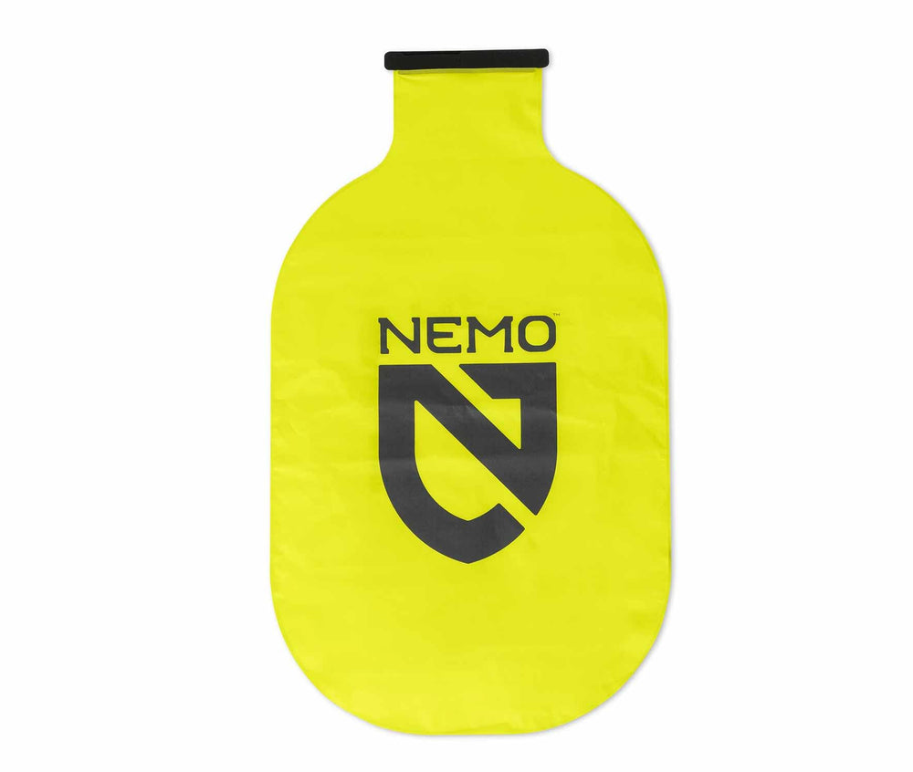 NEMO Equipment front view of Vortex Pump Sack showing compact shape and quick inflation benefit