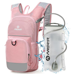 Nepest front view pink hydration backpack showing compact design and pockets