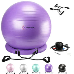 NEUMEE front view of purple ball chair showing stable base and ergonomic seat benefit