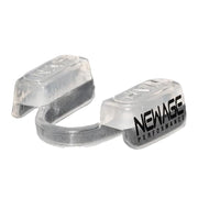 New Age Performance clear mouthpiece front view showing slim profile and comfortable fit benefit