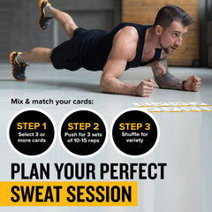 NewMe Fitness full deck spread on exercise mat demonstrating variety and layout