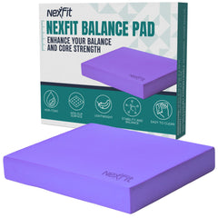 NEXFIT balance pad front view showing compact purple pad and stable base benefit