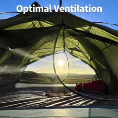 Night Cat door and vestibule open to show gear storage and airflow benefit