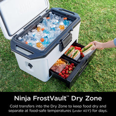 Ninja interior with ice and drinks, strong ice retention for multi-day trips