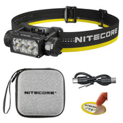 Nitecore HC65 UHE front view showing lens and bezel, rugged brightness