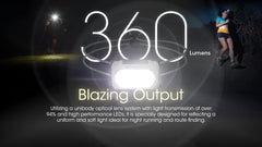 Nitecore NU21 side profile lit up demonstrating wide beam coverage