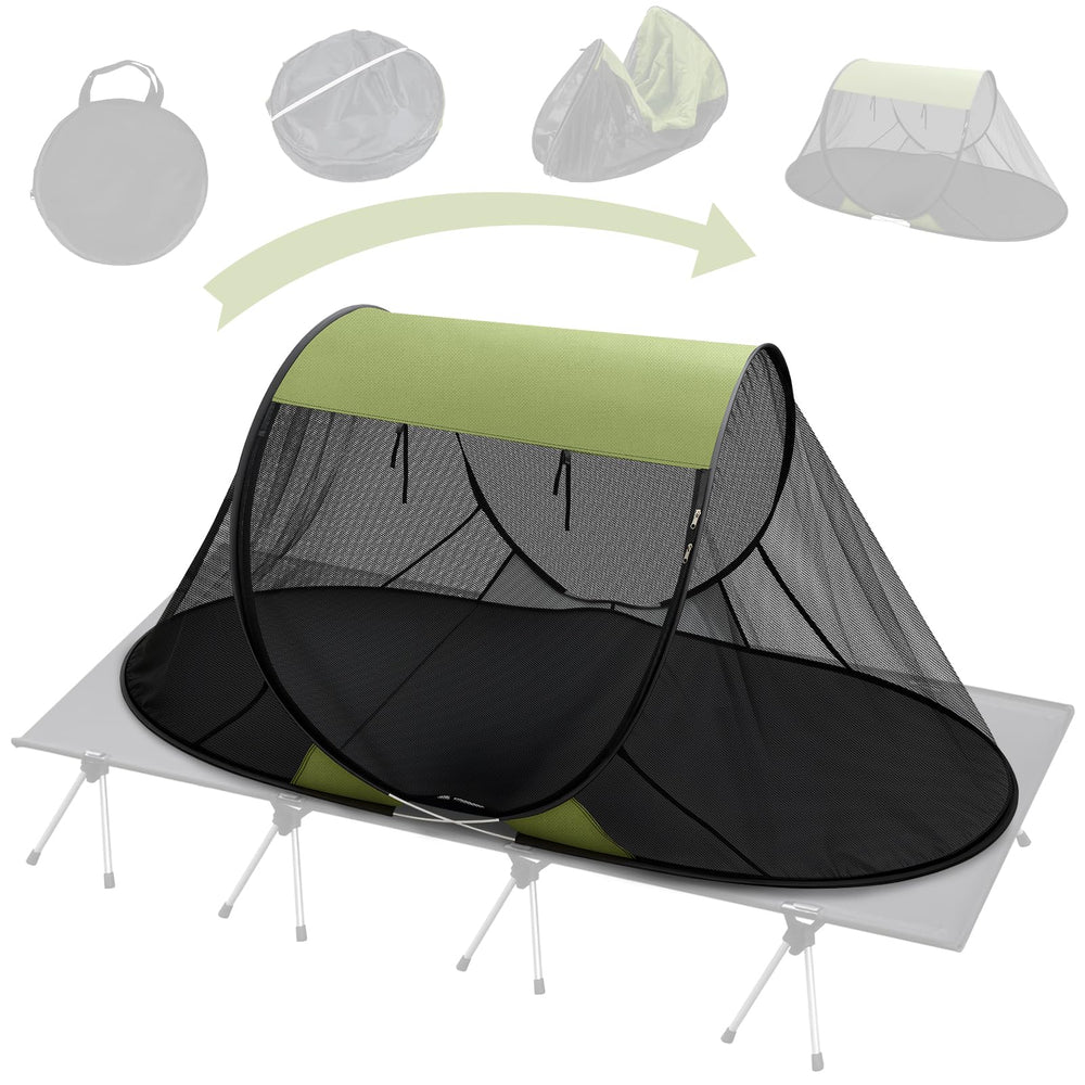 NNG pop-up tent front view showing full bug protection and quick setup