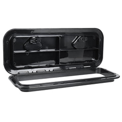 NovelBee front-facing black hatch showing clean flush appearance and easy access
