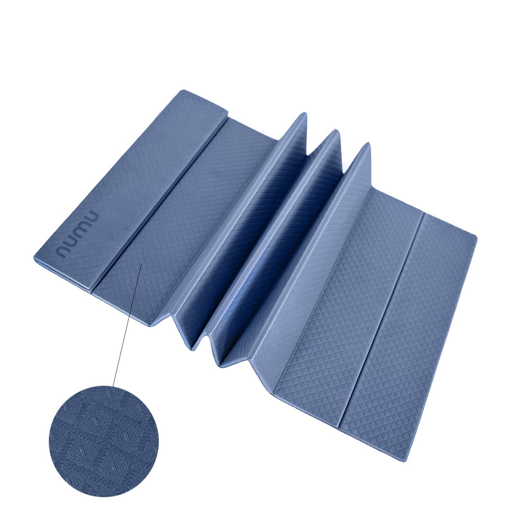 Numu front view of blue mat showing full size and alignment benefit
