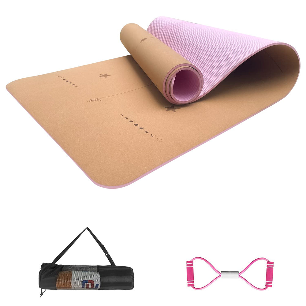 NUNET Numat cork yoga mat front view showing full surface and edges for clarity