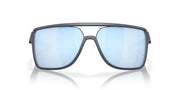 Oakley Castel front profile blue steel frame showing refined rectangular shape and comfort