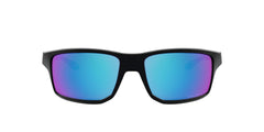 Oakley Gibston front view showing matte black frame and PRIZM Sapphire lens benefit clarity