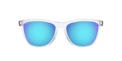 Oakley front view Crystal Clear frame showing square shape and classic look benefit