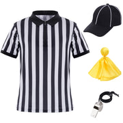 obmwang striped referee jersey front view showing classic look and comfortable fit