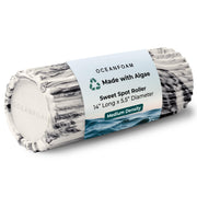Oceanfoam front view of black marbled roller shows size and marbled finish benefit